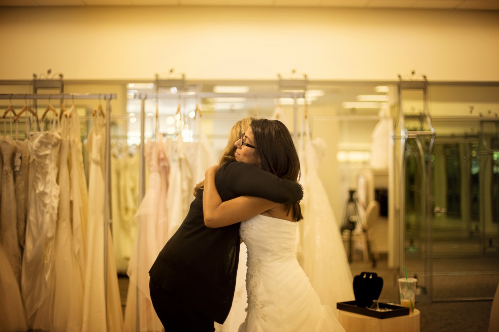 netis hugging laura after choosing her dream wedding dress