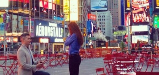 ryan serhant proposing to emilia bechrakis at times square