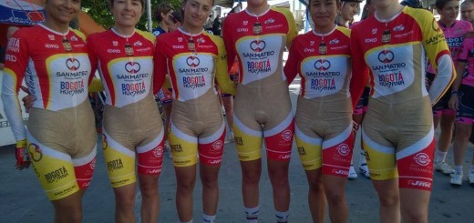 the colombian women's cycling team wearing their new uniforms