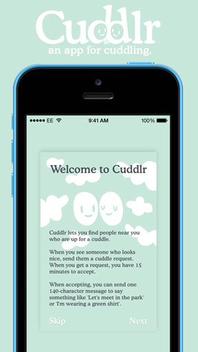 cuddlr app home page
