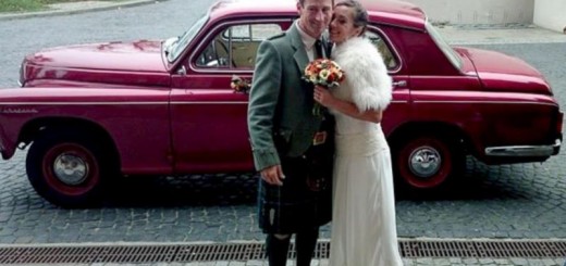 james abbott and dorota bankowska at their wedding ceremony, above water