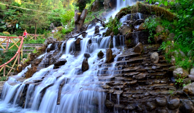 artificial waterfall at company garden, mussoorie