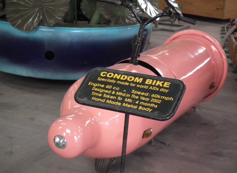 condom bike, sudha car museum, hyderabad