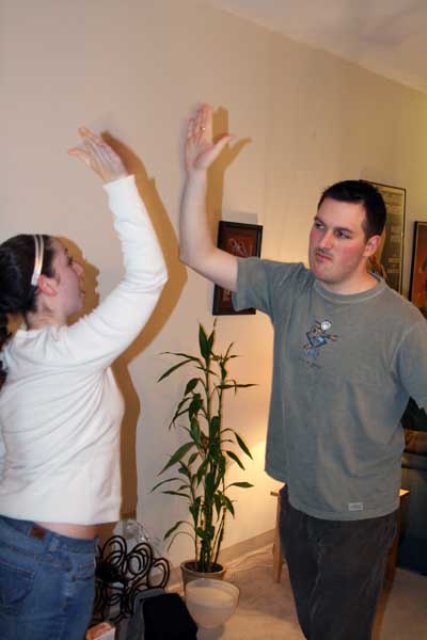 couple high-fiving