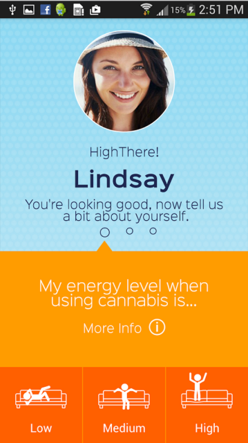 high there app page showing a profile