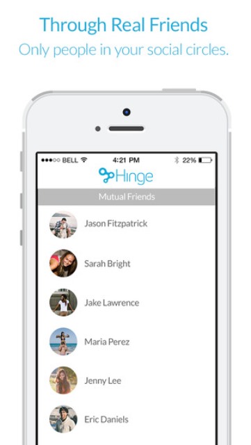 hinge app page showing a user's mutual friends