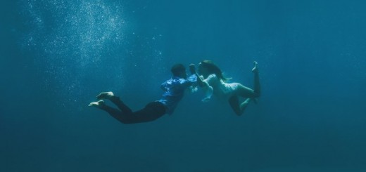 underwater wedding portrait