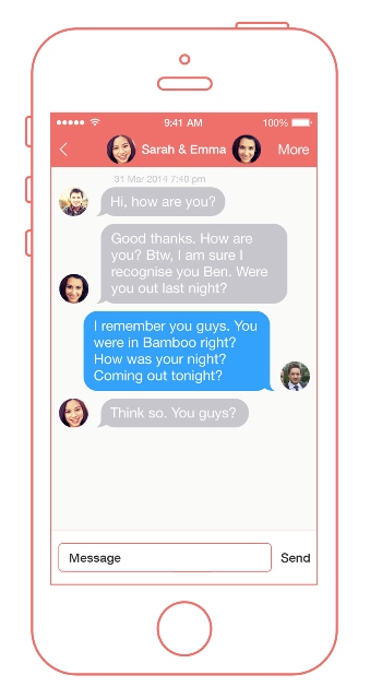 double dating app page showing the chat feature