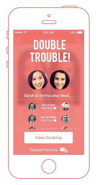double dating app page showing a profile