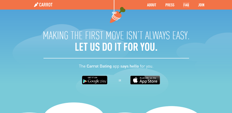 carrot dating app home page