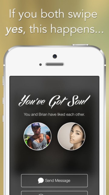 soulswipe dating app page showing a mutual 'like'