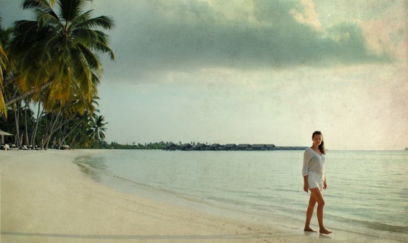 woman walking on a beach