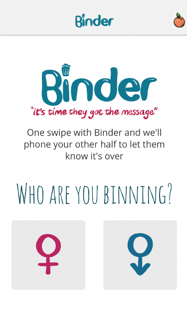 binder breakup app home page