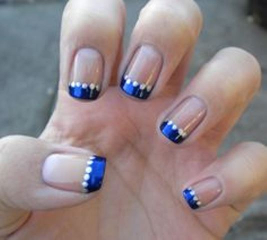blue french manicure