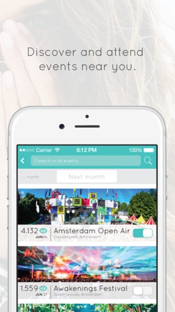 glance dating app page displaying upcoming festivals