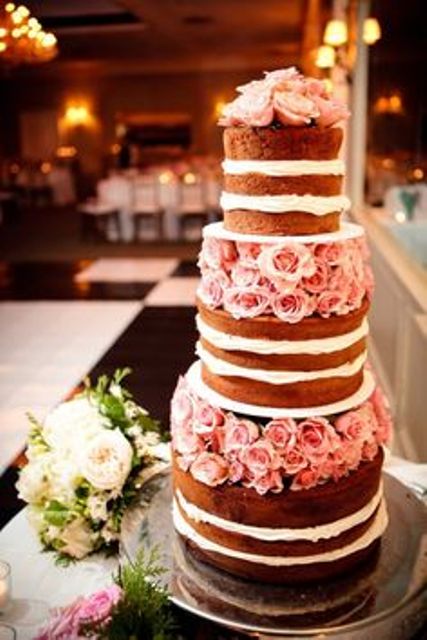 chocolate floral naked wedding cake