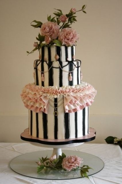 striped wedding cake
