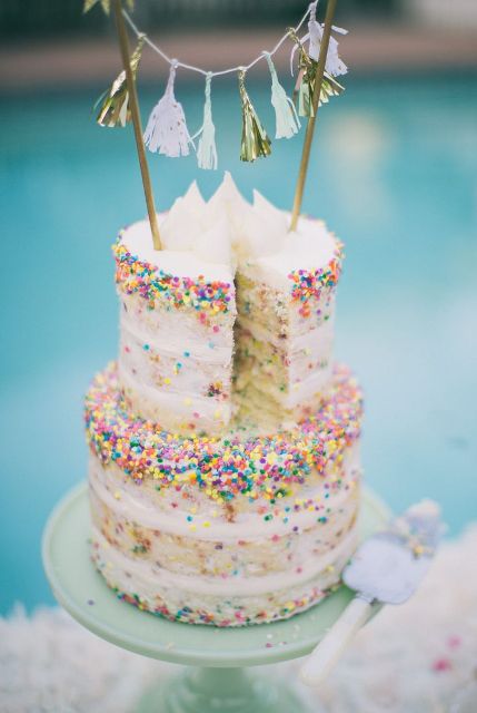 funfetti naked wedding cake