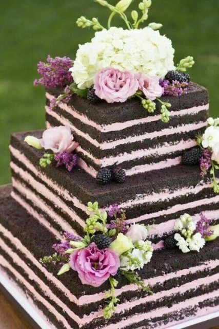 choco layers naked wedding cake