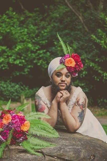 Harnaam Kaur in Louisa Coulthurst's Flower Bearded Bride Photoshoot