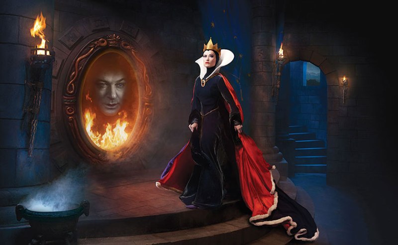 Olivia Wilde and Alec Baldwin as the Evil Queen and Magic Mirror from Snow White