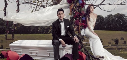 coffin-themed wedding shoot