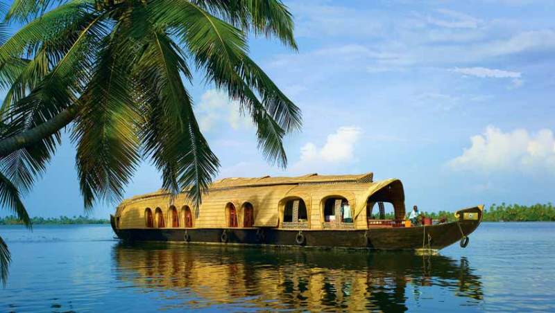 a houseboat in the backwaters, kerala, india