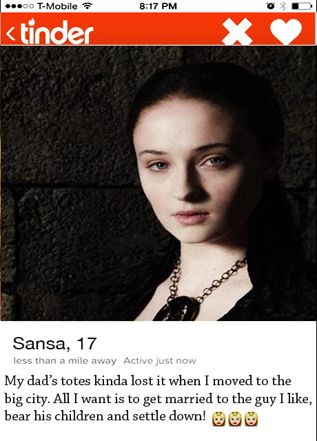 Sansa_Tinder profile