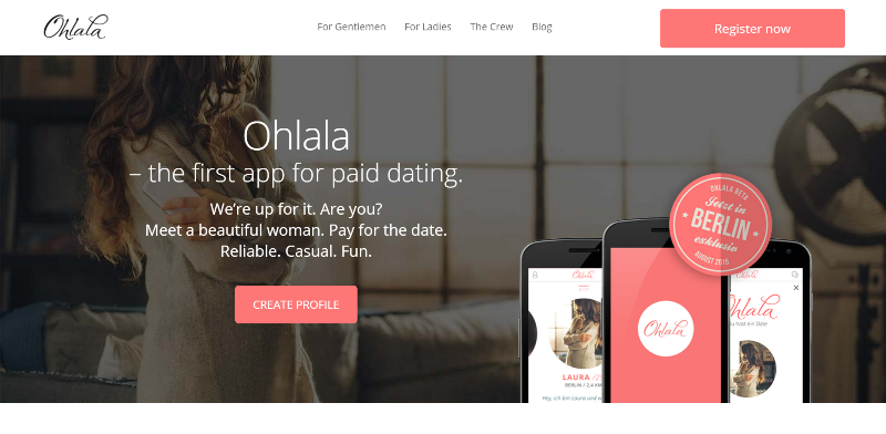 ohlala paid dating app home page