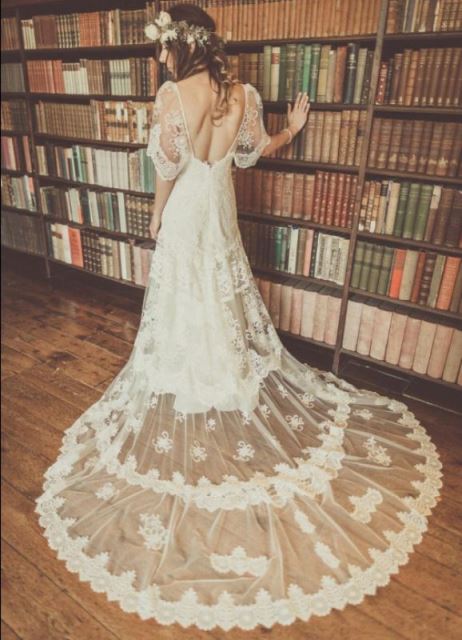 rustic boho lace wedding dress