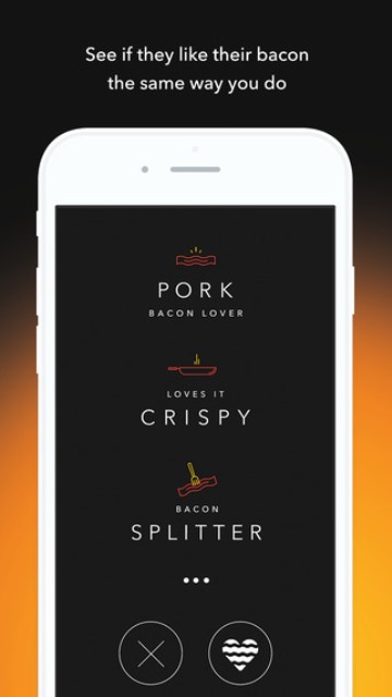 sizzl dating app page showing options of how you like your bacon