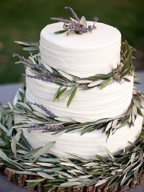 Lavender white wedding cake