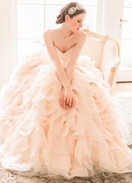 blush wedding dress ball gown with a princess skirt_New_Love_Times