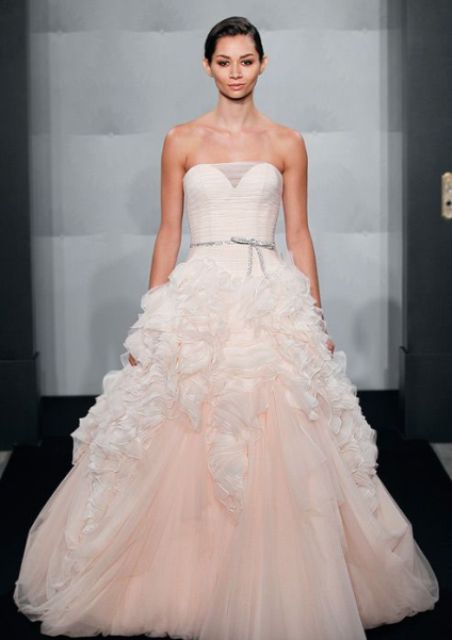 blush wedding dress bold and unique silk and tulle_New_Love_Times