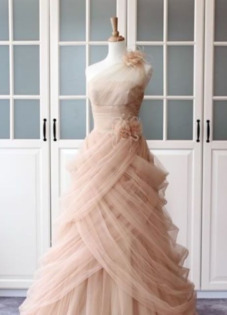 blush wedding dress vintage-inspired tulle and silk number_New_Love_Times