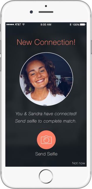 Blume dating app page showing the selfie requirement from both matched users_New_Love_Times