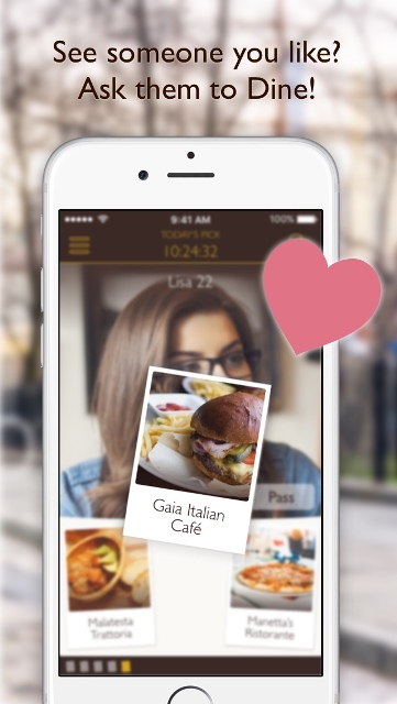 dine dating app page showing a user picking a restaurant for a date_New_Love_Times