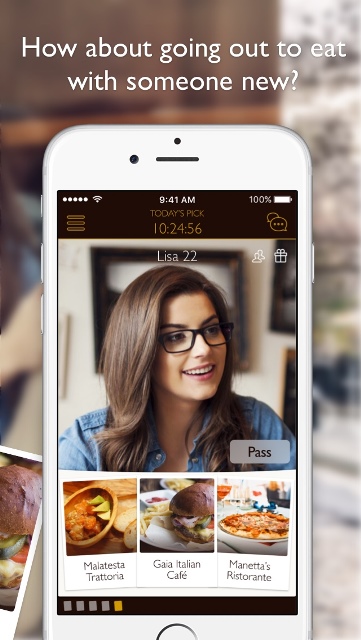 dine dating app page showing a user's profile and their restaurant choices_New_Love_Times